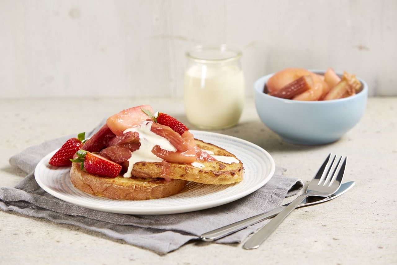 French Toast with Poached Rhubarb & Apple | Bulla