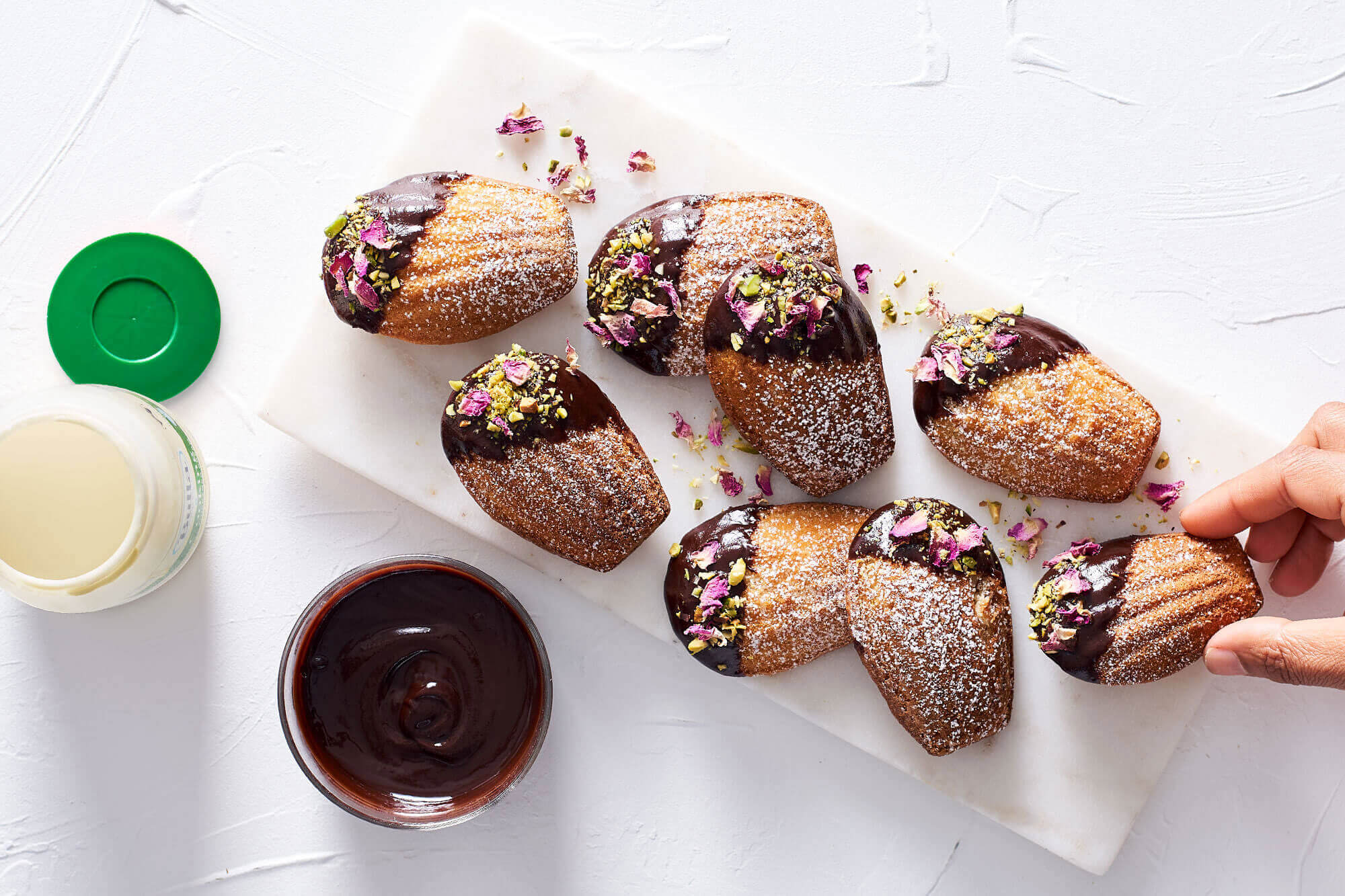 burnt butter madeleines with chocolate ganache sauce | Bulla