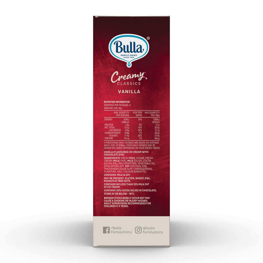 Bulla Creamy Classics Sticks Vanilla Bulla