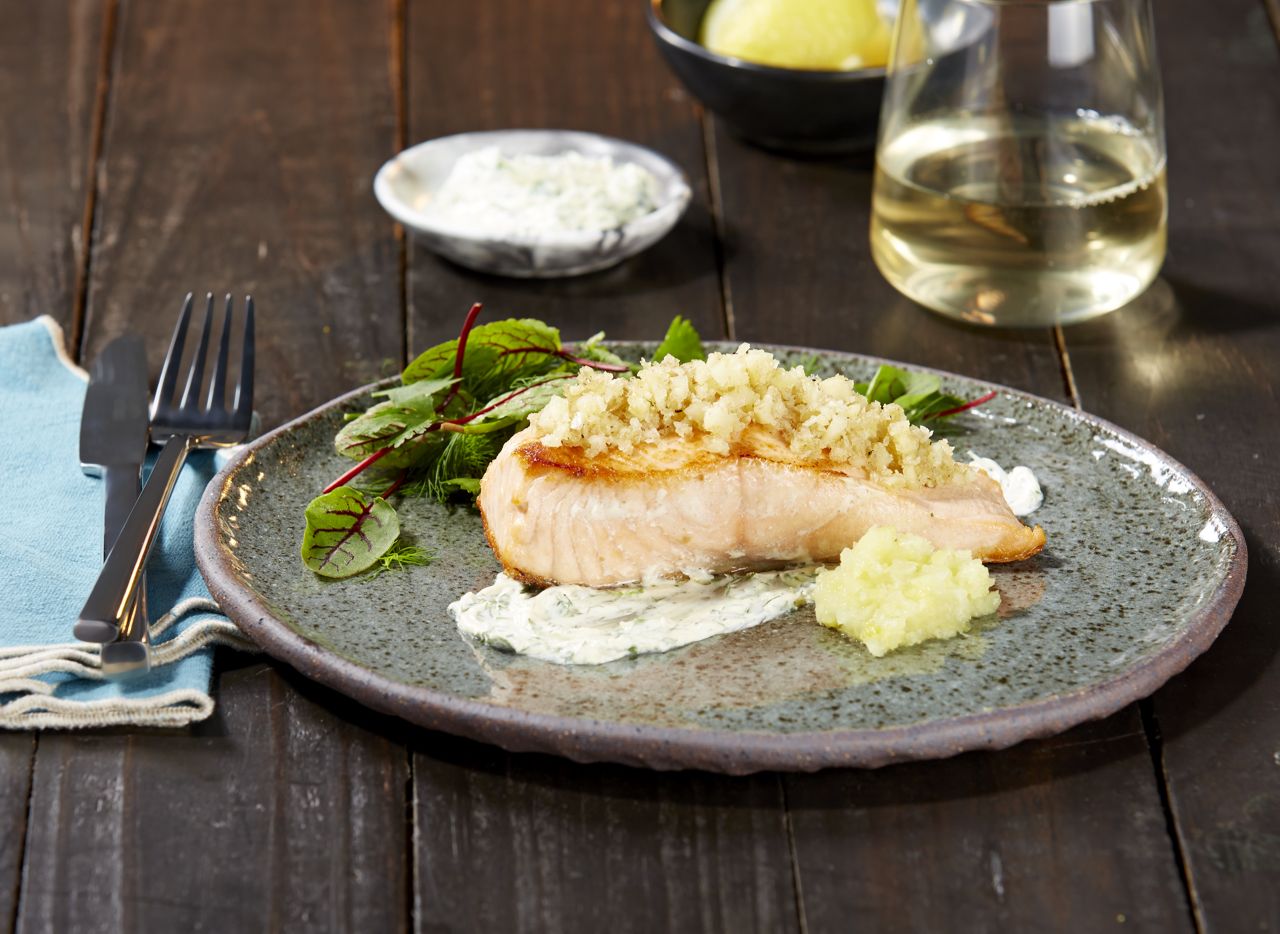 Macadamia Crusted Herb and Lemon Salmon