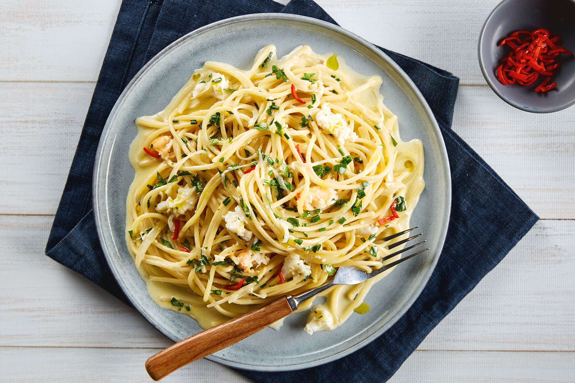 Spaghetti with crab, garlic & chilli | Bulla