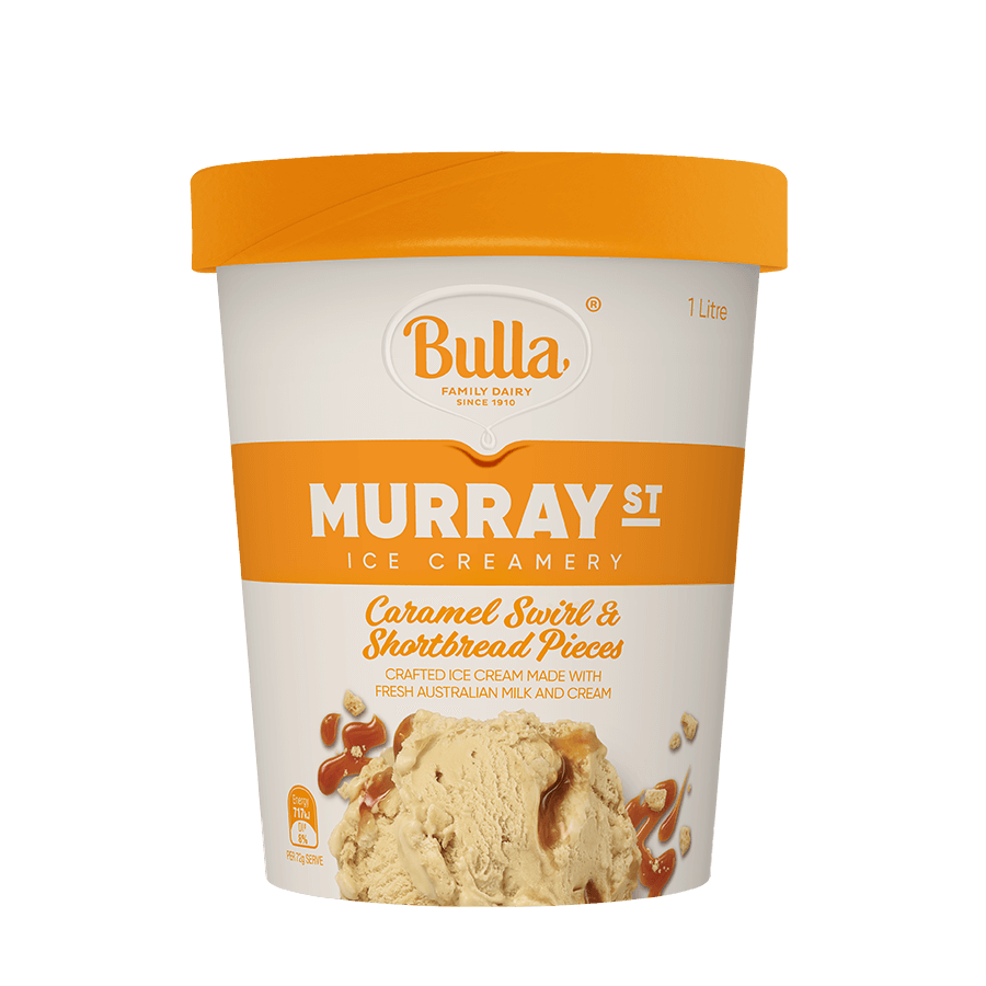 Bulla Murray Street Ice Creamery – Caramel Swirl & Shortbread Pieces
