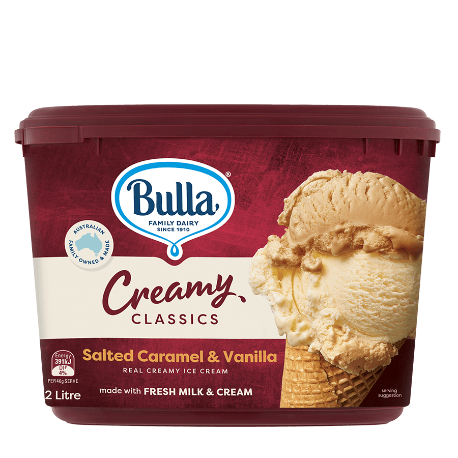 Bulla Creamy Classics Ice Cream Tubs – Salted Caramel and Vanilla Bulla Creamy Classics Ice Cream Tubs – Salted Caramel and Vanilla