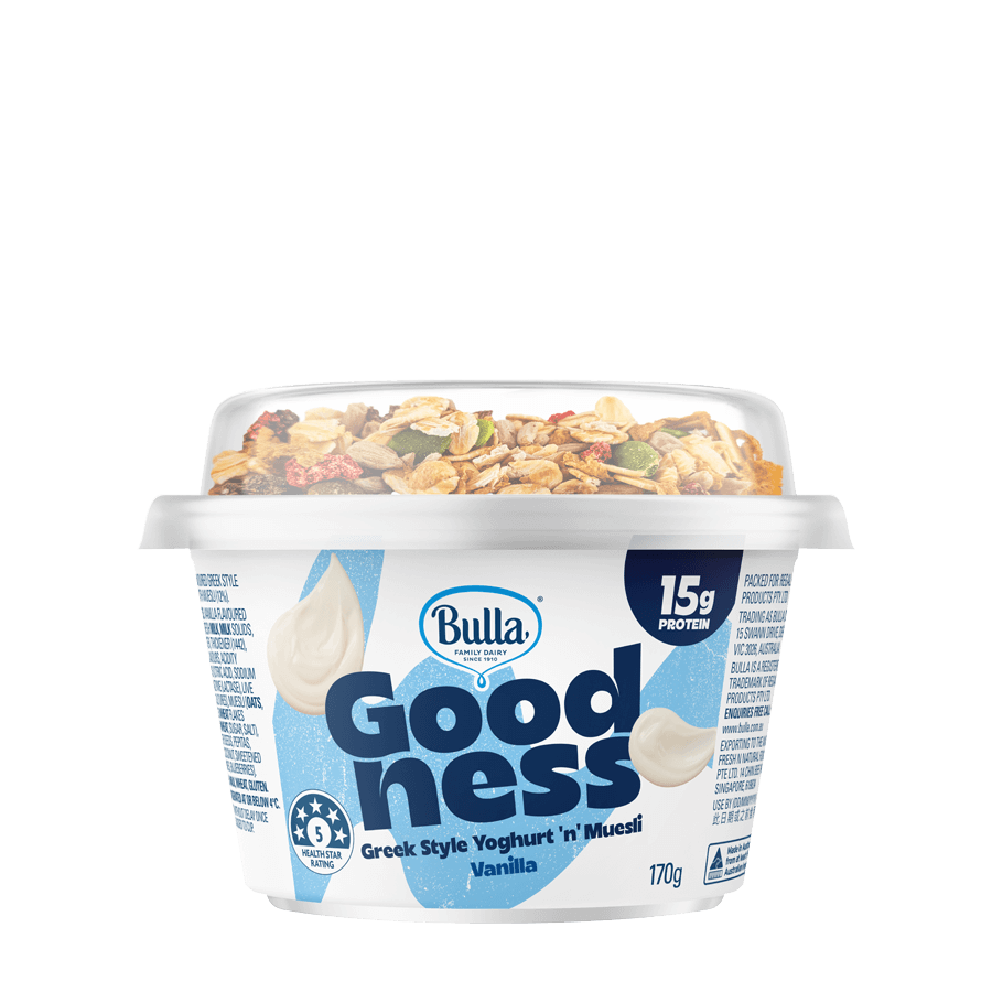 Bulla Goodness Greek Style Yoghurt ‘n’ Muesli – Vanilla