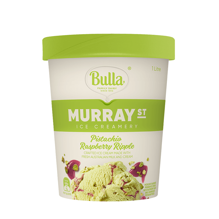 Bulla Murray Street Ice Creamery – Pistachio Raspberry Ripple