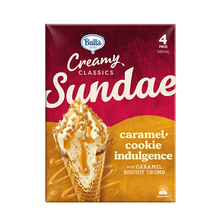 Bulla Creamy Classics Sundae Cones – Caramel Cookie Indulgence