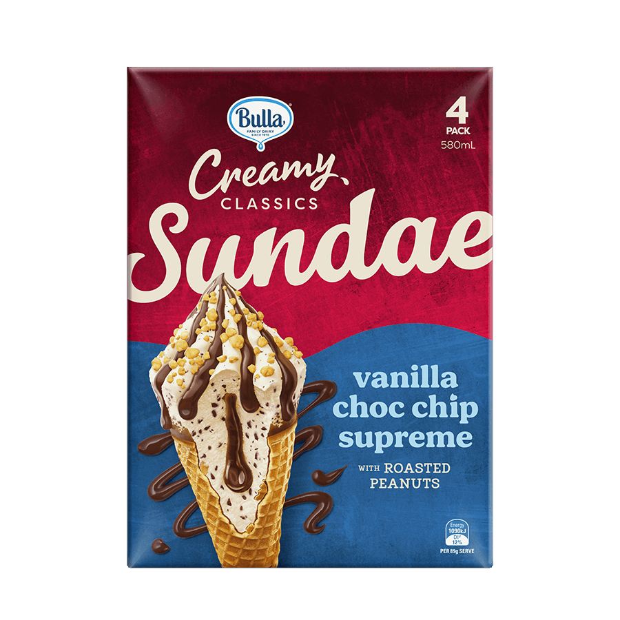 Bulla Creamy Classics Sundae Cones – Vanilla Choc Chip Supreme